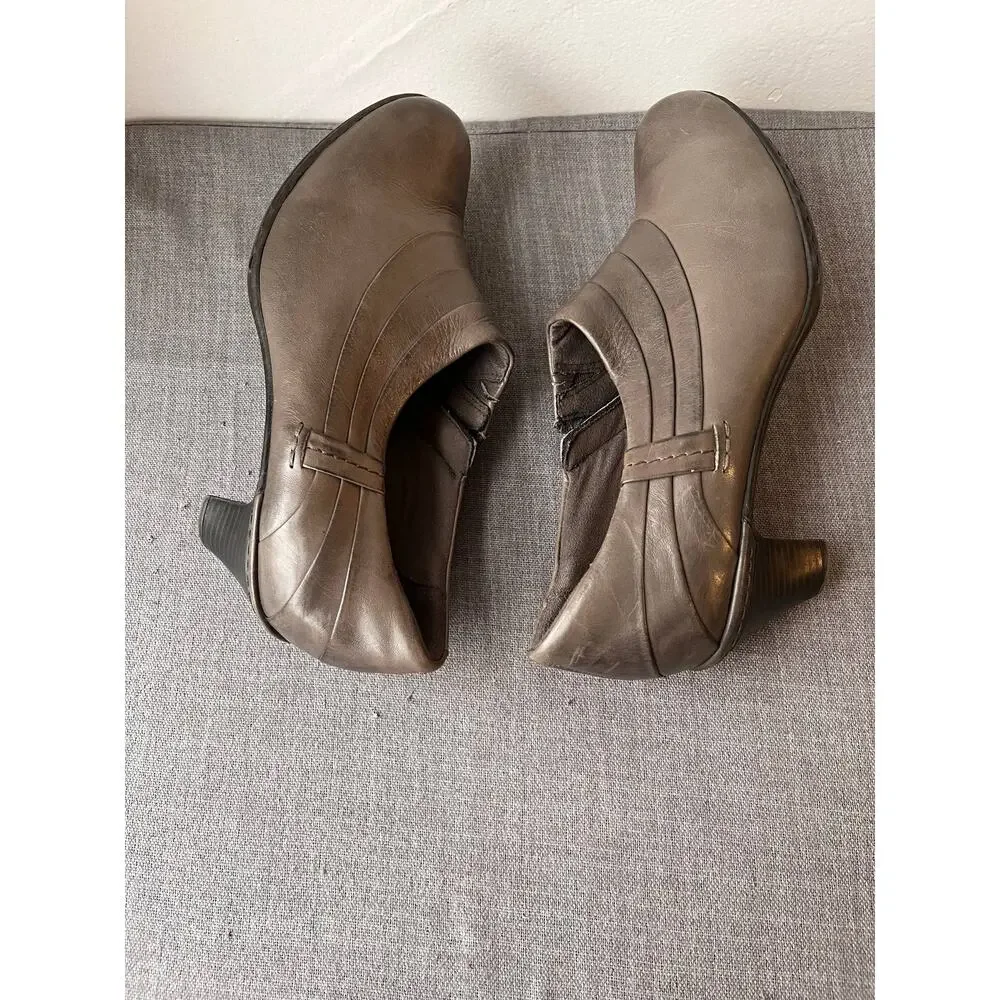 Rockport Cobb Hill Melissa Ankle Boots Womens 9.5W Gray Leather Low Heel Zip